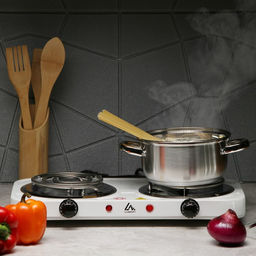 Плитка электрическая Luazon LHP-003, 2 конфорки, 2000 Вт, нагреватель спираль, белая Плитка электрическая Luazon LHP-003, 2 конфорки, 2000 Вт, нагреватель спираль, белая