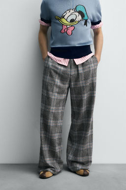 WIDE-LEG CHECK TROUSERS HARRY LAMBERT FOR ZARA X DISNEY  фото 2