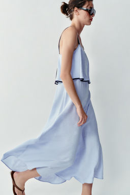 VESTIDO MIDI COMBINADO / Azul claro - Zara фото 6