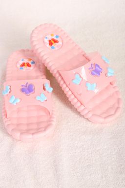 Шлепанцы резиновые розовые с бабочками