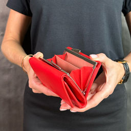 Итальянский женский кожаный кошелек DuDu серии Corsica | огненно-красный - Dudubags фото 8