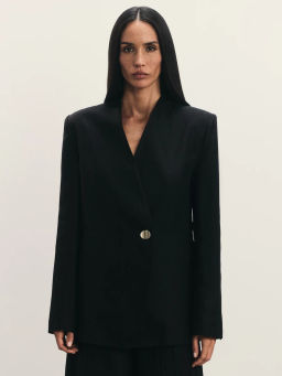 Жакет из лиоцелла и льна с декоративной пуговицей / Zarina  фото 4