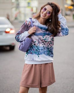 Свитшот с однотонными манжетами SWP160, джемпер - Sahar art lab фото 4