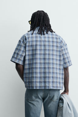 CAMISA BOXY FIT CUADROS / Azul - Zara фото 3
