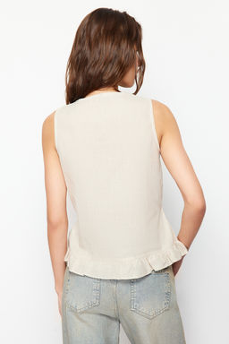 Trendyolmilla Mavi V Yaka Belden Baglamal? Dokuma Bluz TWOSS20BZ0898  фото 22