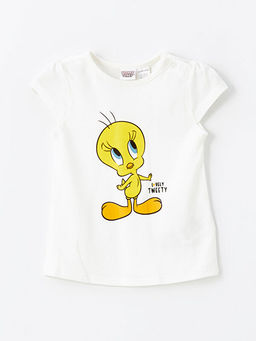 Bisiklet Yaka Tweety Bask?l? K?z ?ocuk Pijama Tak?m?