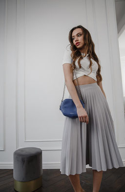 Юбка плиссе светло-серый