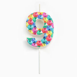 Цена за 2 шт. Свеча в торт на шпажке «Калейдоскоп», цифра 9, 7 см