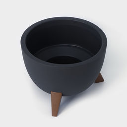 Кашпо для цветов на ножках «Флориан», 5.5 л (4.2 л), d=25 см, h=18.5 см, со вставкой, цвет графитовый