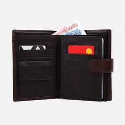 Обложка на кнопке, для автодокументов, паспорта, карт, купюр, цвет коричневый - Simaland фото 5