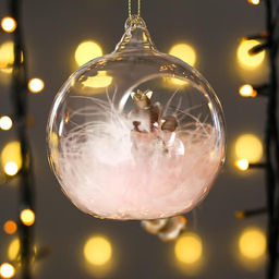 Цена за 4 шт. Фигурка - подвеска «Ангелочек-принцесса, розовый пушок, в шарике», ёлочная игрушка, 9×8×10 см