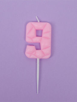 Цена за 3 шт. Свеча для торта «Цифра 9», светло-розовая