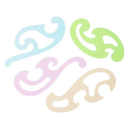 Цена за 3 шт. Набор лекал Calligrata, 4 штуки, прозрачные, цветные, МИКС