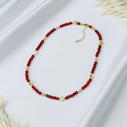 Бусы детские из Сердолика, Лунного камня и Перламутра 35 см +