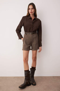 Kahverengi Kase Kemerli Sort & Bermuda TWOAW26SR00037 - Trendyolmilla фото 2