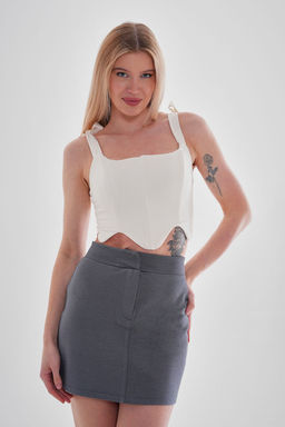 TRENDYOLMILLA Siyah Interlok Yuksek Bel Fermuarl? Mini Orme Etek TWOAW24ET00195 фото 4