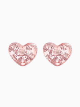 Цена за 2 шт. Серьги с поталью «Сердце блестка», розовые в серебре