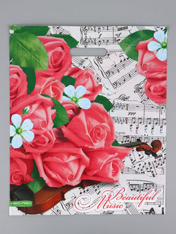 Цена за 25 шт. Пакет "Гармония, полиэтиленовый с вырубной ручкой 38х45 см, 60 мкм