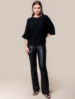 VILATTE / Свободный джемпер крупной вязки с пайетками фото 3