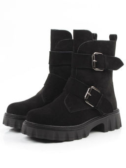 04-PAX40-2Z BLACK Ботинки зимние женские (натуральная замша, 100% шерсть) размер 38 маломерит на пол