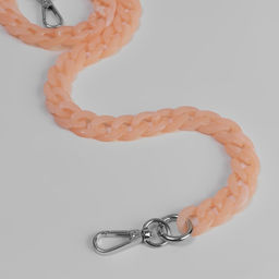 Цепочка для сумки, пластиковая, с карабинами, 23×17 мм, 68 см, цвет абрикосовый, серебряный