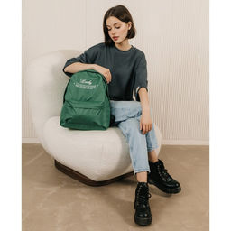 Рюкзак текстильный Lucky moment, с карманом, 29х12х40 зелёный - Nazamok фото 10