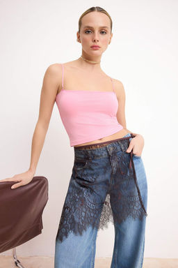 Siyah Fitted/Vucuda Oturan Ask?l? Straplez Kolsuz Pamuklu Esnek Orme Atlet TWOSS26AL00048 - Trendyolmilla фото 5