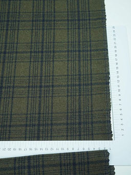 Шерсть пальтово-костюмная Твид Клетка цв.чернильный на т.хаки , ш.1.5м, шерсть-60%, п/э-40% - Купава фото 13