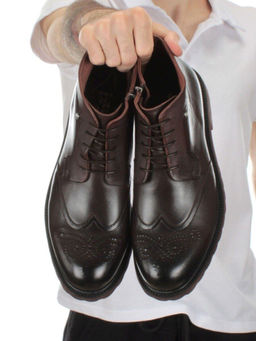 01-H9053-B1-SW5 BROWN Ботинки демисезонные мужские (натуральная кожа) - Фабричный китай фото 2