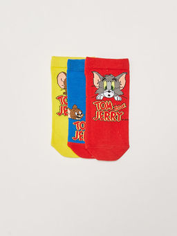 Tom ve Jerry Desenli Erkek ?ocuk Patik ?orap 3l?