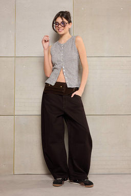 Cok Renkli Cizgili Fitted/Vucuda Oturan Dugmeli Kolsuz Dokulu Orme Bluz TWOSS26BZ00260 - Trendyolmilla фото 4