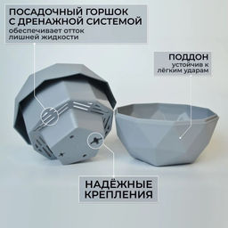 Кашпо 0,45 л Топаз, арт. КШ-9117/9110/9115/9120/9122/9155/9154/9119/9116/9118/9113/9111/9123/9260 - Полимербыт фото 4