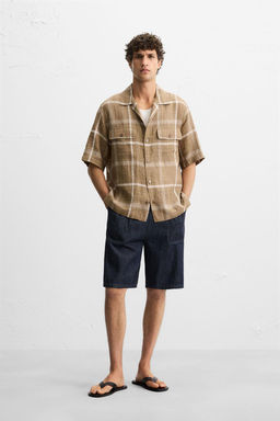 CHECKED LINEN/COTTON SHIRT