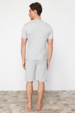 TRENDYOL MAN Gri Regular Fit Bisiklet Yaka Orme Sortlu Pijama Tak?m? TMNSS24PT00046 - Trendyolmilla фото 16