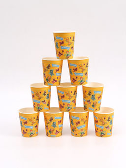 Посуда одноразовая бумажная на 10 персон «Простоквашино»: стаканы, тарелки, скатерть, Союзмультфильм