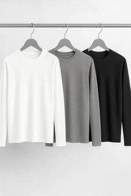 Siyah-Gri-Ekru 3lu Paket Slim/Dar Kesim %100 Pamuk Erkek T-Shirt TEDAW25TS00010