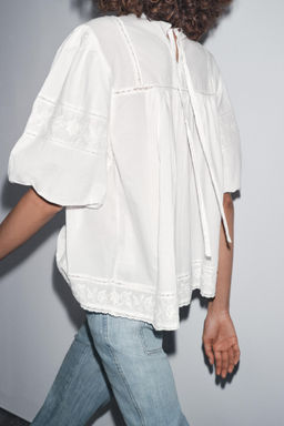 ZW COLLECTION EMBROIDERED ROMANTIC BLOUSE - Zara фото 10