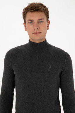 Erkek Slim Fit Yar_m Bo_azl_ Antrasit Melanj Basic Kazak - U.s. polo assn фото 2