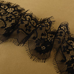 Цена за 2 шт. Кружево реснички, 75 мм × 9 ± 0,5 м, в бобине 3 шт по 3 м, цвет чёрный