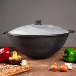 Казан Шафран, 8 л, круглое дно, алюминиевая крышка, чугун