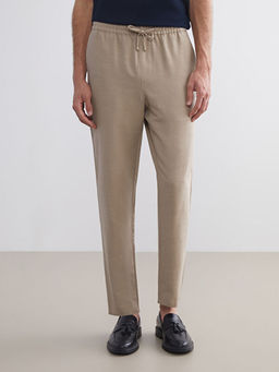 Standart Kal?p Keten G?r?n?ml? Erkek Pantolon