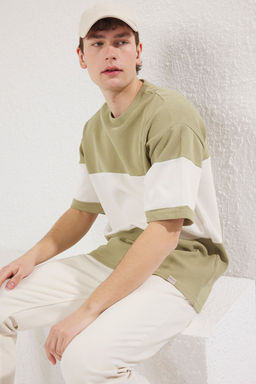 TRENDYOL MAN Mint Oversize/Genis Kesim Renk Bloklu Dokulu T-Shirt TMNSS25TS00065 - Trendyolmilla фото 3
