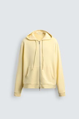 SUDADERA LYOCELL - ALGOD?N CREMALLERA CAPUCHA / Amarillo claro - Zara фото 7