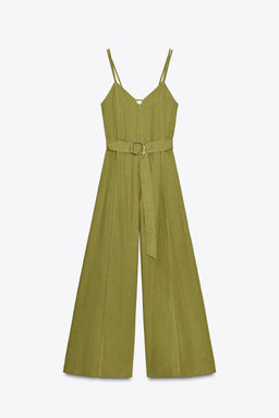 WIDE-LEG STRAPPY LINEN BLEND JUMPSUIT - Zara фото 16