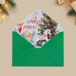 Цена за 10 шт. Конверт для денег «Новый год», 16×11 см
