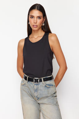 Siyah More Sustainable S?rt Detayl? Esnek Orme Bluz TWOSS24BZ00439 - Trendyolmilla фото 2