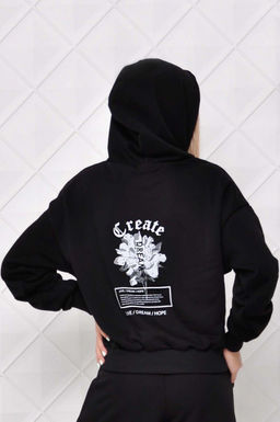 Арт. 1596 Худи женское с капюшоном 44-52 (5 шт) Цвет:черный