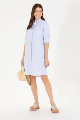 Женское синее тканое платье Неожиданная скидка в корзине - U.s. polo assn фото 4