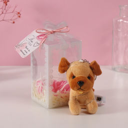 Набор подарочный Пёсик беж, мыльные розовые розы 5 шт., роса, 7?7?12 см - Simaland фото 6