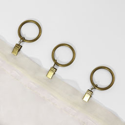 Кольцо для карниза, с зажимом, d=30/38 мм, 10 шт., в блистере, цвет бронзовый